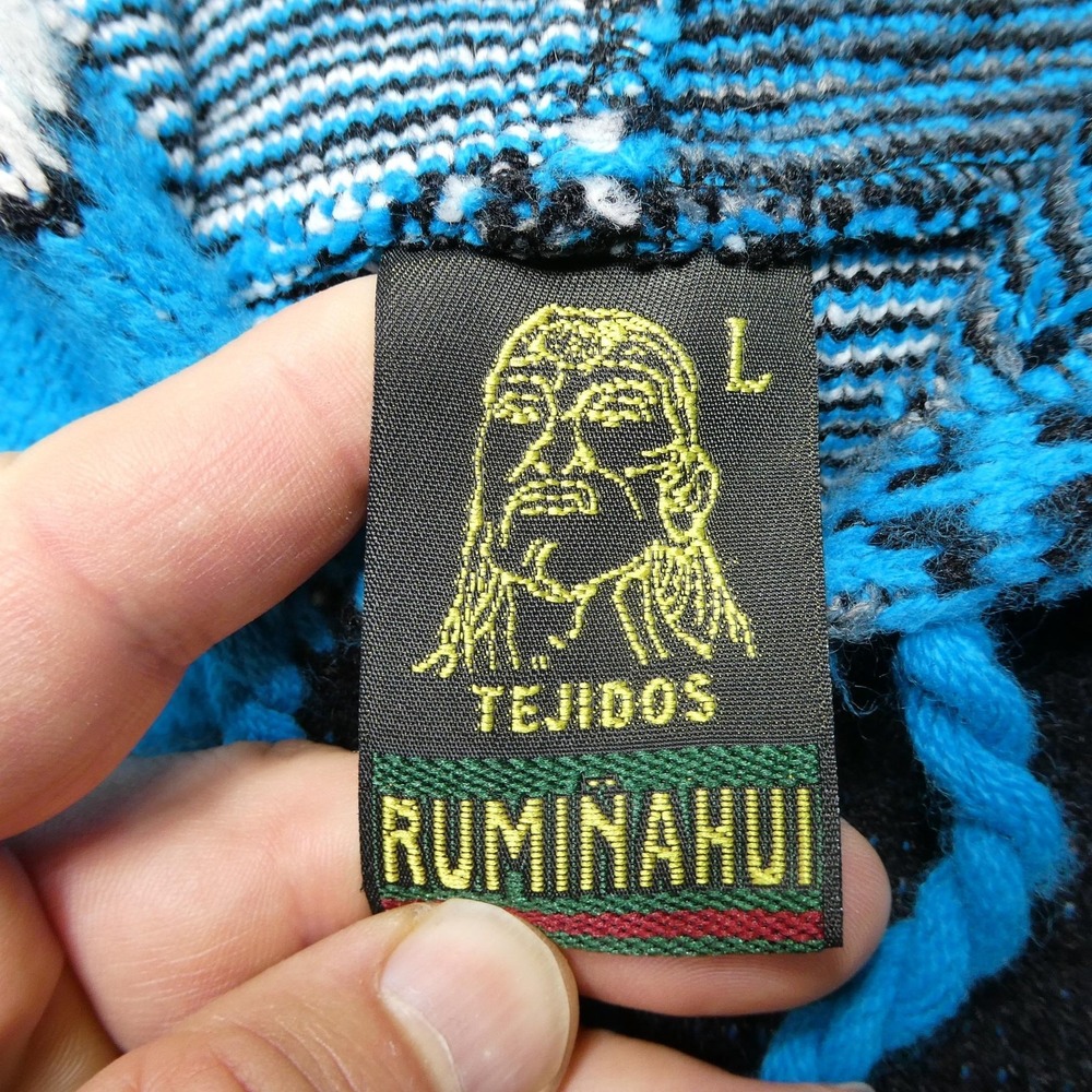 Tejidos Ruminahui Sweater Mens Large Wolf Dreamcatcher Hooded Jacket Ecuador - Picture 4 of 10